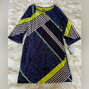 Vince Camuto Mixed Media Printed Shift Dress